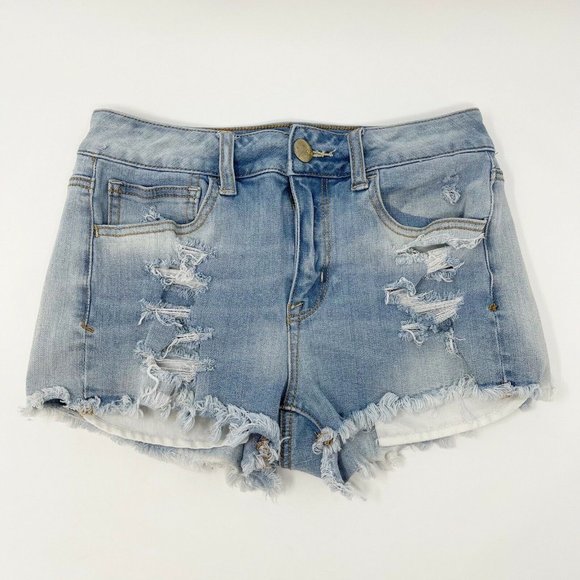 American Eagle Hi Rise Shortie Jean Shorts 2 - Picture 2 of 9